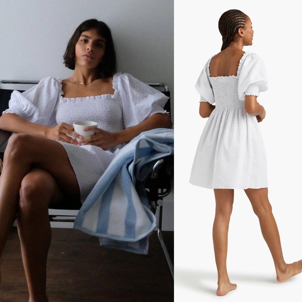 Hill House Athena White Sheer Swiss Dot Nap Mini Dress - Picture 2 of 13